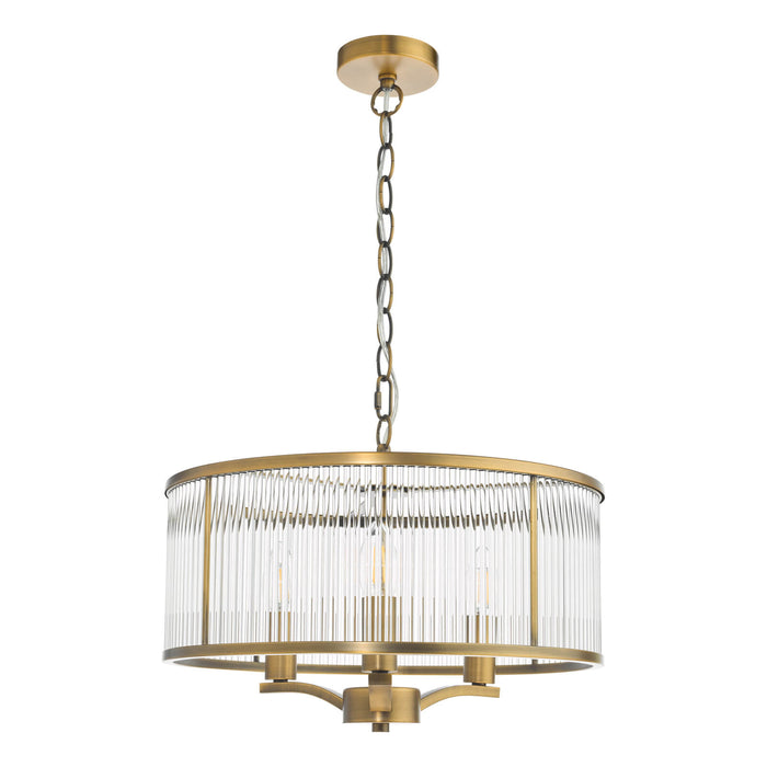 Evelyn 3 Light Pendant Antique Bronze and Glass
