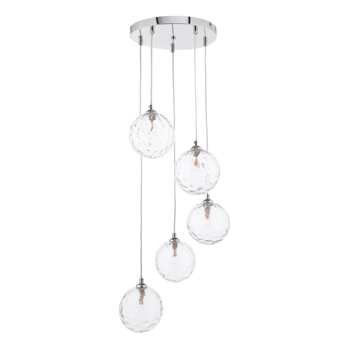 Federico 5 Light Cluster Pendant Polished Chrome Clear Dimpled Glass