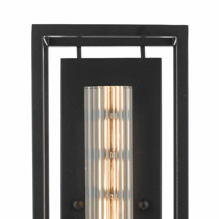 Felipe Wall Light Black & Ribbed Glass