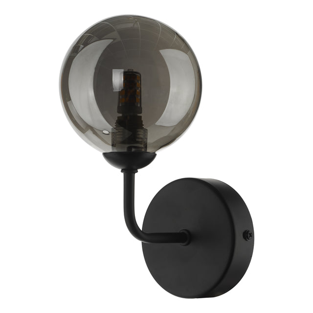 Feya Wall Light Matt Black Smoked Glass