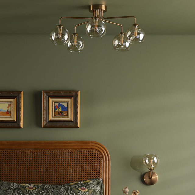 Feya Wall Light Antique Bronze & Champagne Dimpled Glass