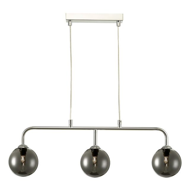 Feya 3 Light Bar Pendant Polished Chrome Smoked Glass