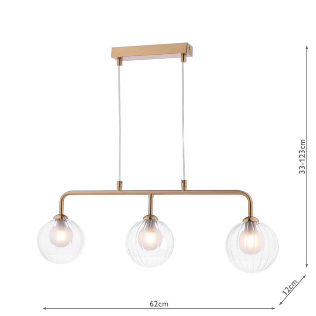 Feya 3 Light Bar Pendant Antique Bronze & Clear/Opal Glass