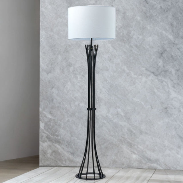 Matt Black Finish W/ Beige Linen Shade Juliet Floor Lamp