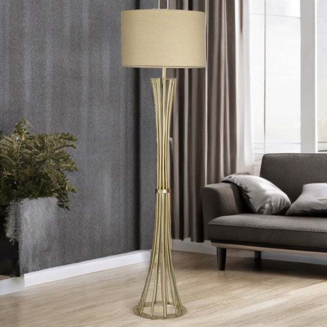 Champagne Finish W/ Beige Linen Shade Juliet Floor Lamp