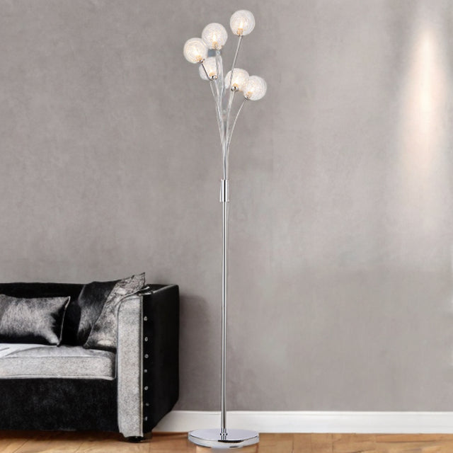 Polished Chrome Finish C/W Clear &Amp; Wire Glass Shades Floor Lamp