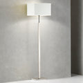Satin Nickel W White Shade Ultra Lounge Floor Lamp