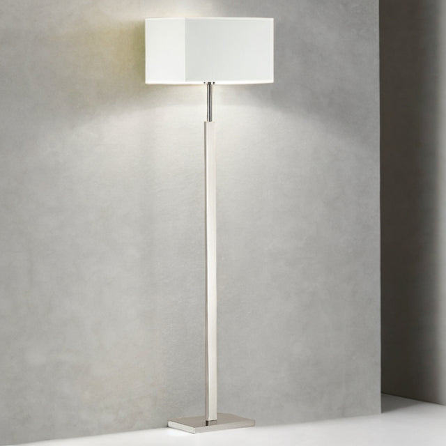 Satin Nickel W White Shade Ultra Lounge Floor Lamp