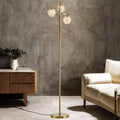 Noida 3L Matt Brass C/W Dimpled Amber Glass Floor Lamp