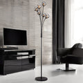 Matt Black Finish C/W Smoke Glass Shades Floor Lamp