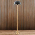 Bella Brass Floor Lamp C/W Black Dome Shade