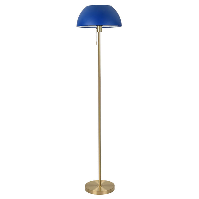 BELLA BRASS Floor Lamp C/W BLUE DOME SHADE