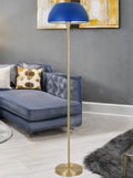 Bella Brass Floor Lamp C/W Blue Dome Shade