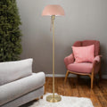 Bella Brass Floor Lamp C/W Pink Dome Shade