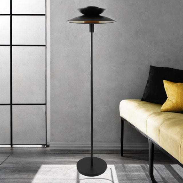 Black & Satin Brass Insert Retro Style Metal Floor Lamp
