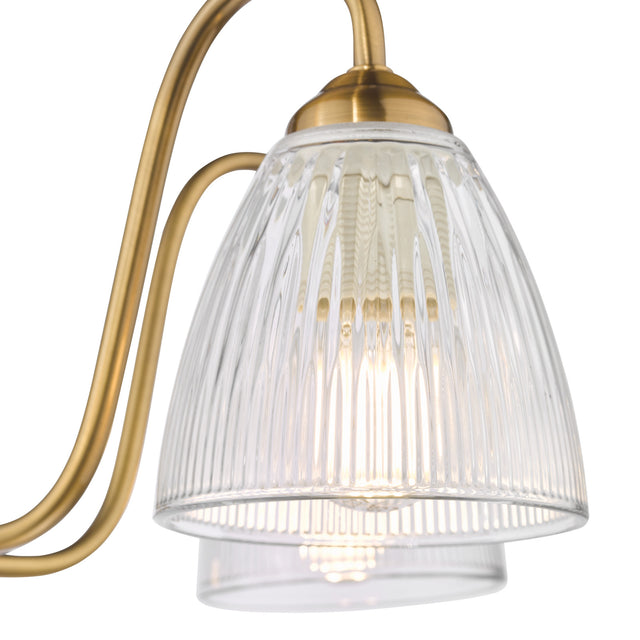 Glynis 5 Light Semi-Flush Brushed Bronze and Ribbed Glass