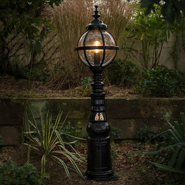 Victorian style globe pedestal light in cast iron