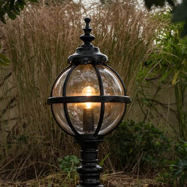 Victorian style globe pedestal light in cast iron