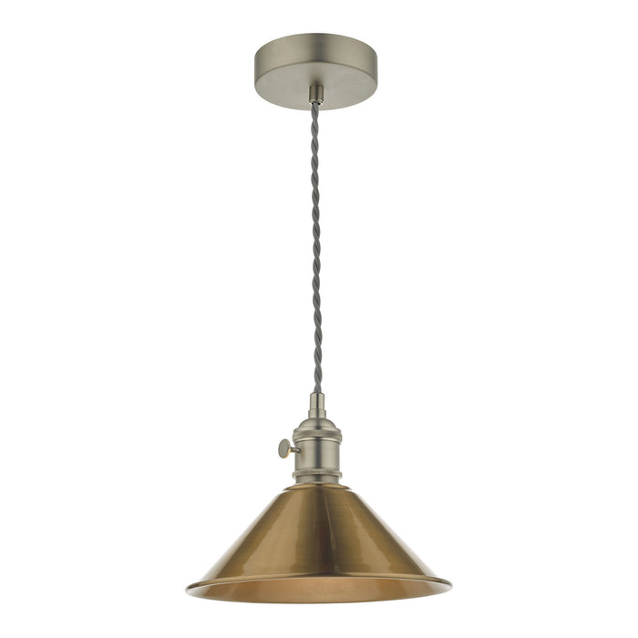 Hadano Pendant Antique Chrome With Aged Brass Shade