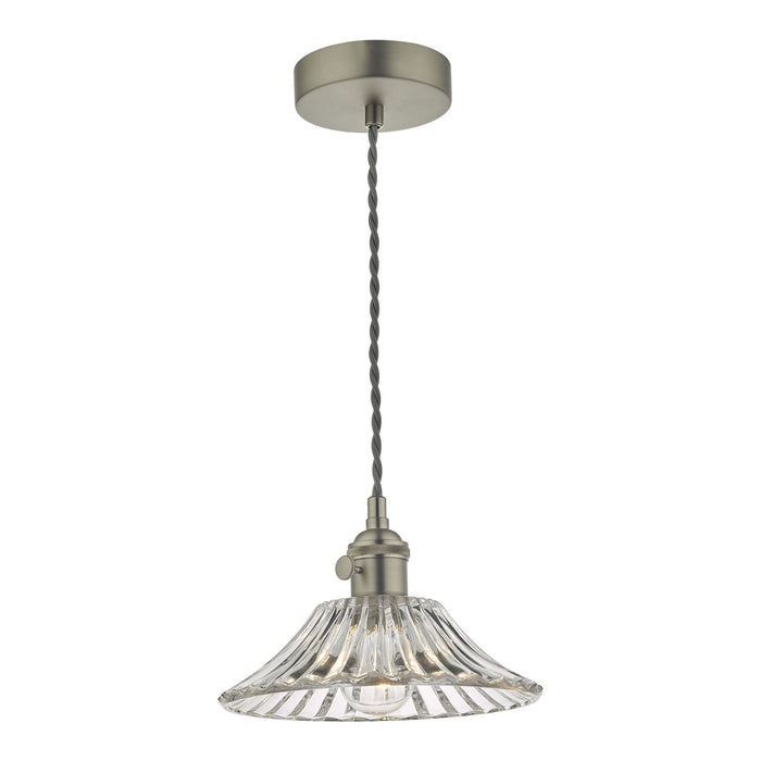 Hadano Pendant Antique Chrome With Flared Glass Shade