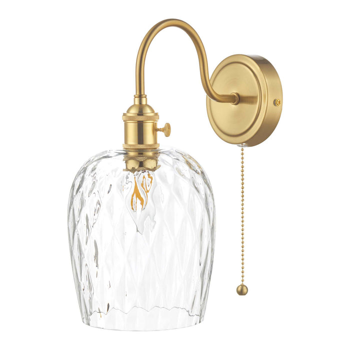 Hadano Wall Light Brass With Clear Dimpled Shade