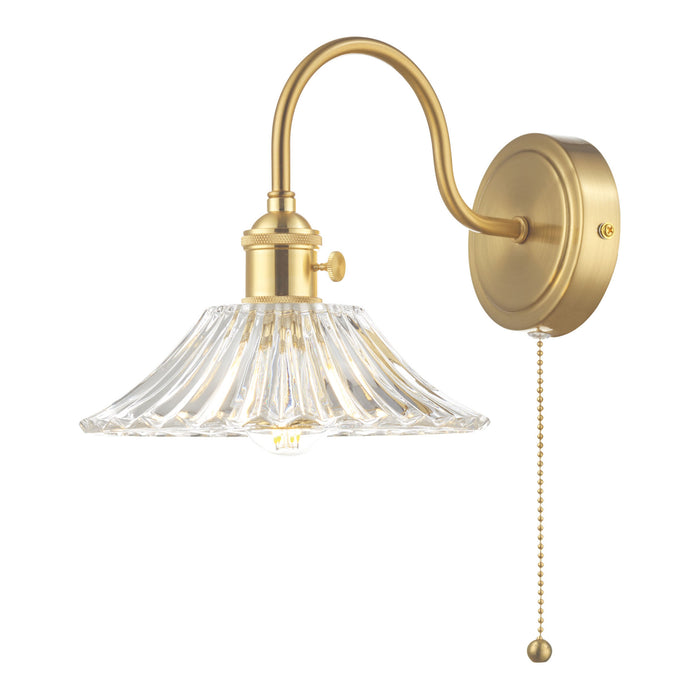 Hadano Wall Light Brass With Clear Flared Glass Shade