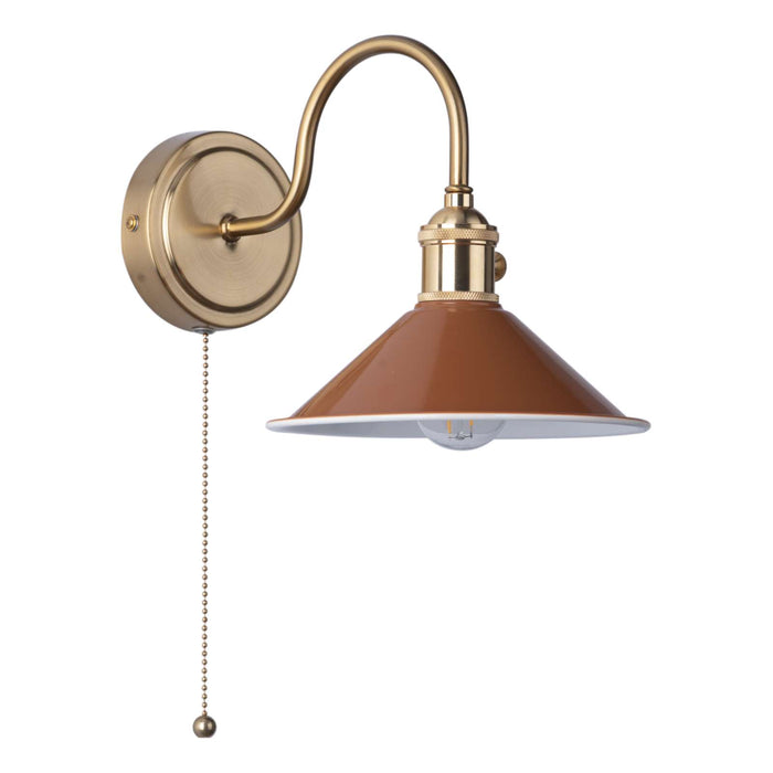 Hadano Wall Light Natural Brass With Umber Shade