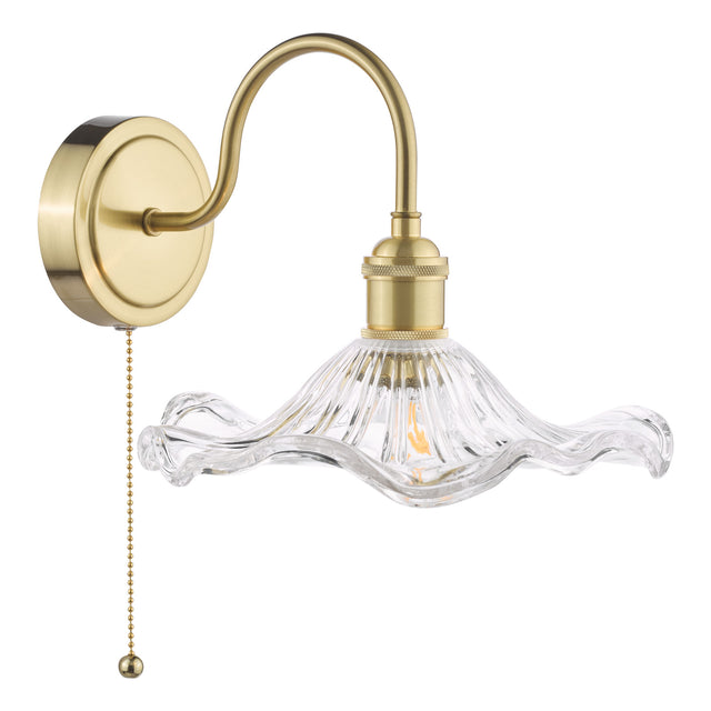 Hadano Wall Light Natural Brass and Wavy Glass