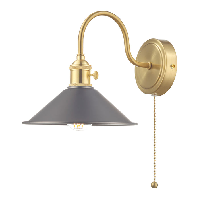 Hadano Wall Light Antique Chrome With Aged Brass Shade