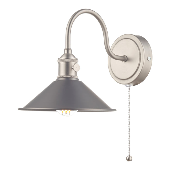 Hadano Wall Light Antique Chrome With Antique Pewter Shade