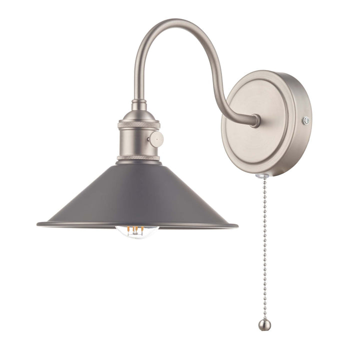 Hadano Wall Light Antique Chrome With Antique Pewter Shade