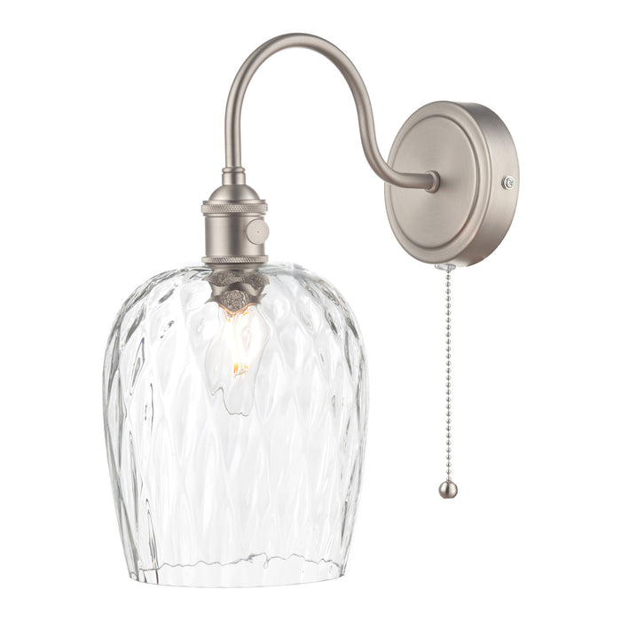Hadano Wall Light Antique Chrome With Clear Dimpled Glass Shade