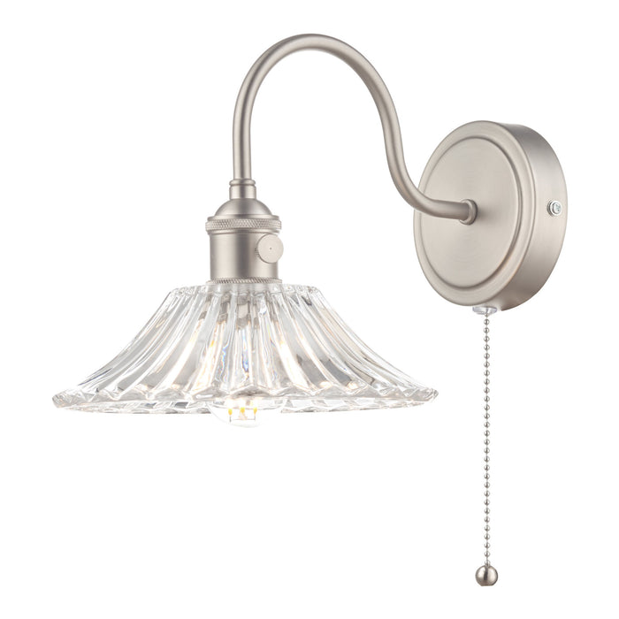 Hadano Wall Light Antique Chrome With Clear Flared Glass shade