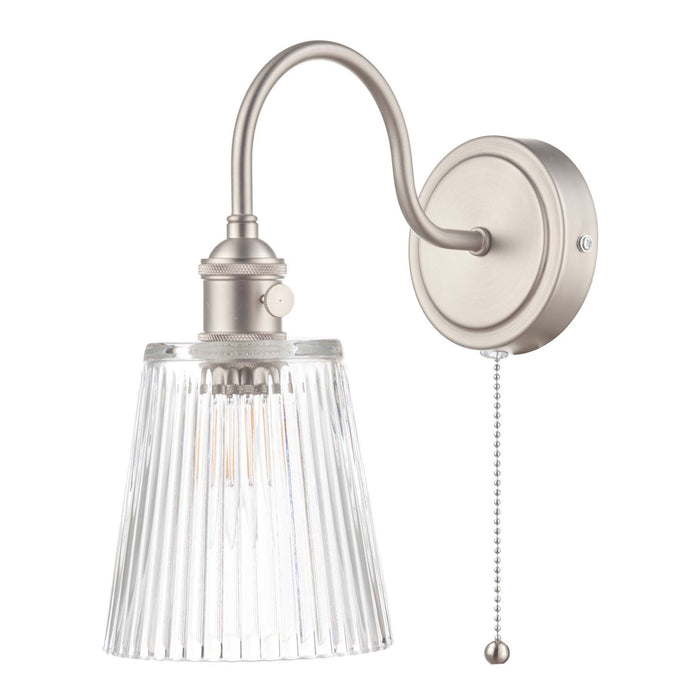 Hadano Wall Light Antique Chrome With Clear Ribbed Glass Shade