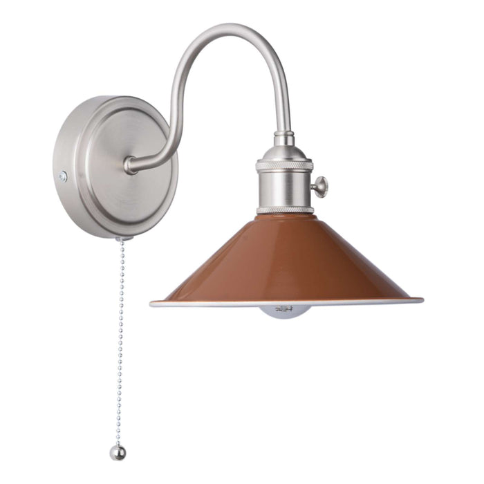 Hadano Wall Light Antique Chrome With Umber Shade