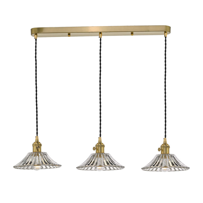 Hadano 3 Light Brass Suspension With Flared Glass Shades