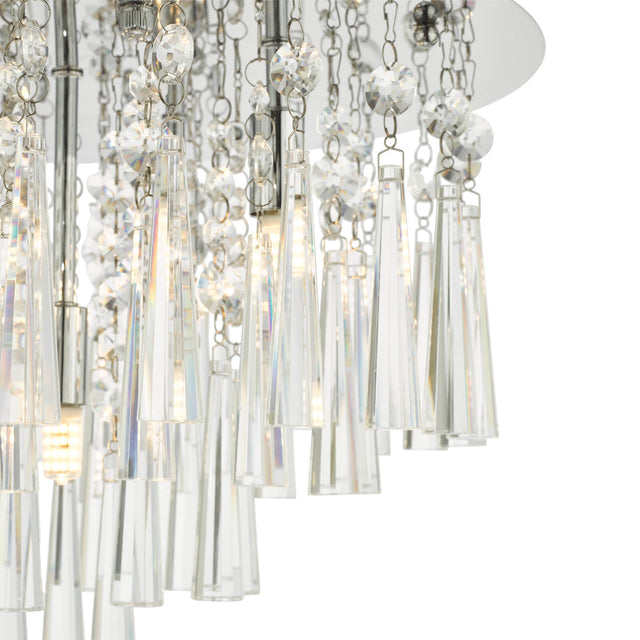 Iclyn 5 Light Flush Polished Chrome Crystal