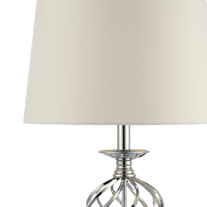 Iffley Touch Table Lamp Polished Chrome Twist Cage Base With Shade - Large