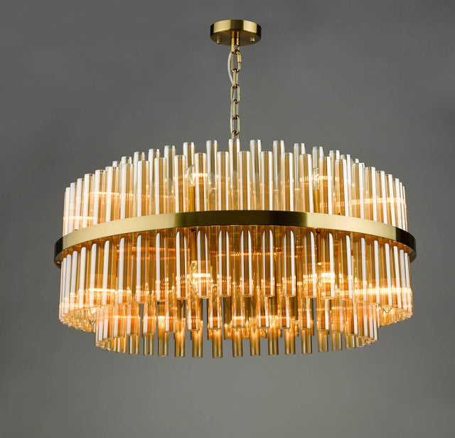 Imani 16 Light Pendant Natural Brass and Champagne Glass