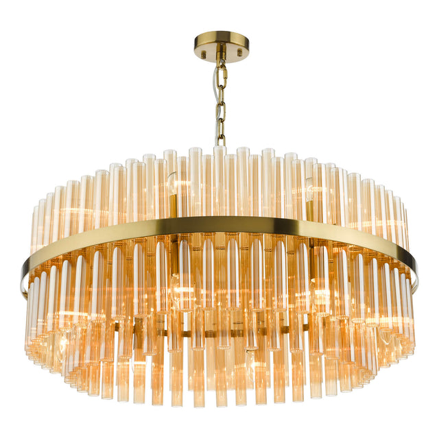 Imani 16 Light Pendant Natural Brass and Champagne Glass
