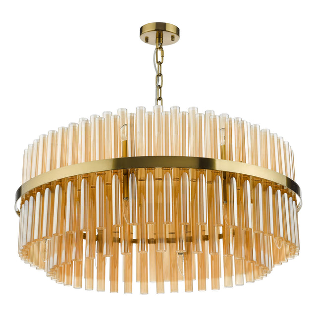 Imani 16 Light Pendant Natural Brass and Champagne Glass