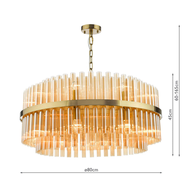 Imani 16 Light Pendant Natural Brass and Champagne Glass