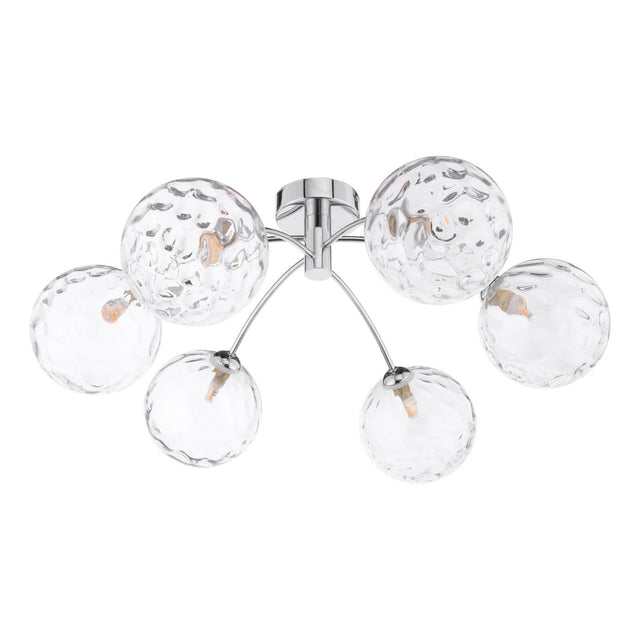 Izzy 6 Light Semi Flush Polished Chrome Clear Dimpled Glass