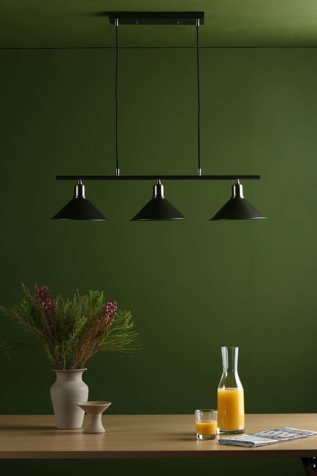 Jalen 3 Light Bar Pendant Graphite Antique Brass
