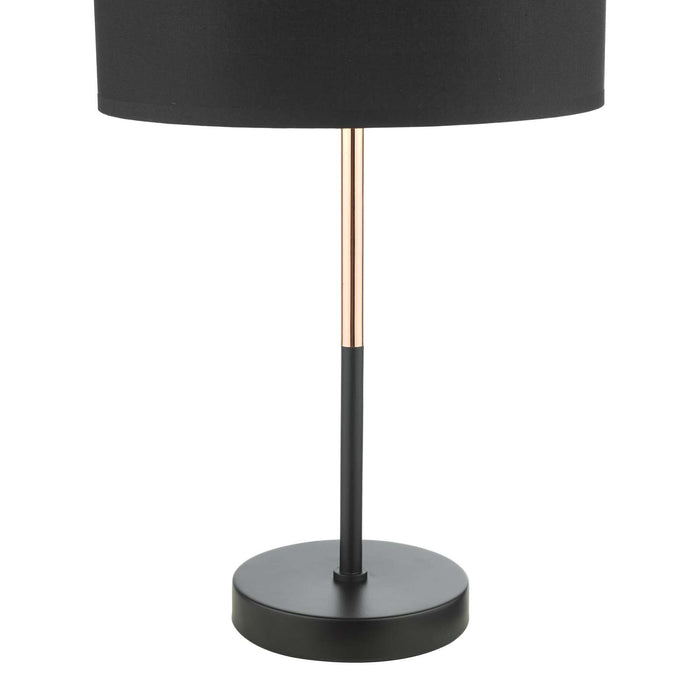 Kelso Table Lamp Matt Black Polished Copper With Shade