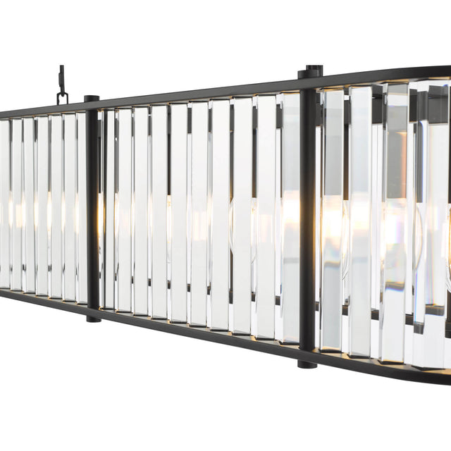 Kiran 7 Light Bar Pendant Satin Black and Crystal