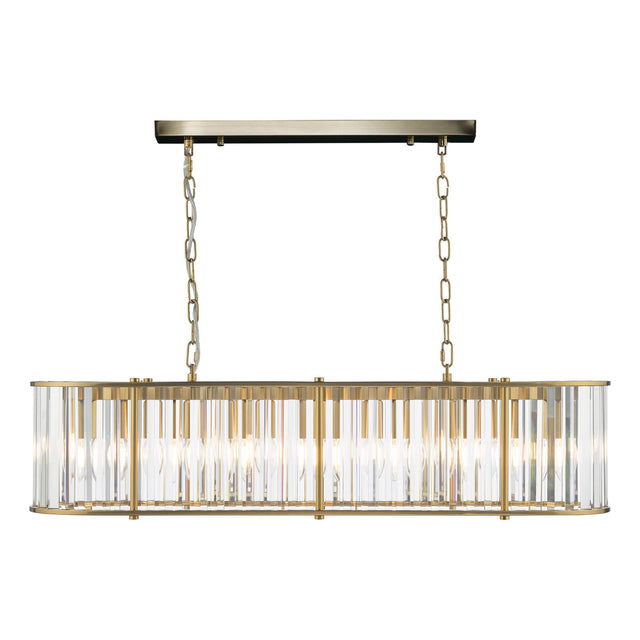 Kiran 7 Light Bar Pendant Natural Brass and Crystal