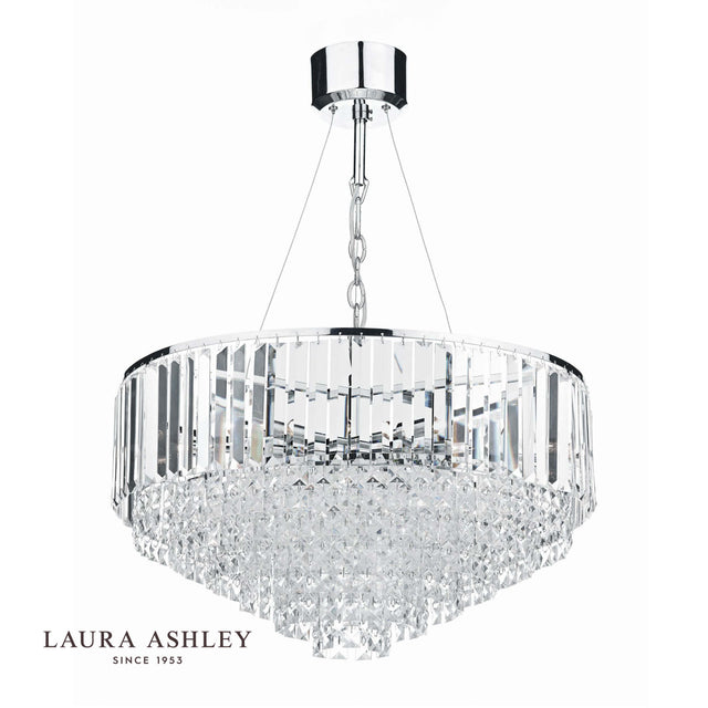 Laura Ashley Vienna 9lt Chandelier Crystal & Polished Chrome