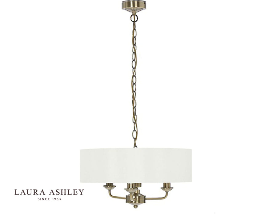 Laura Ashley Sorrento 3lt Pendant Antique Brass With Ivory Shade