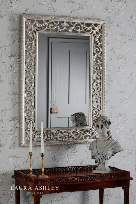 Laura Ashley Rococo Rectangle Mirror Ornate Frame Detailing In Champagne 110 x 80cm